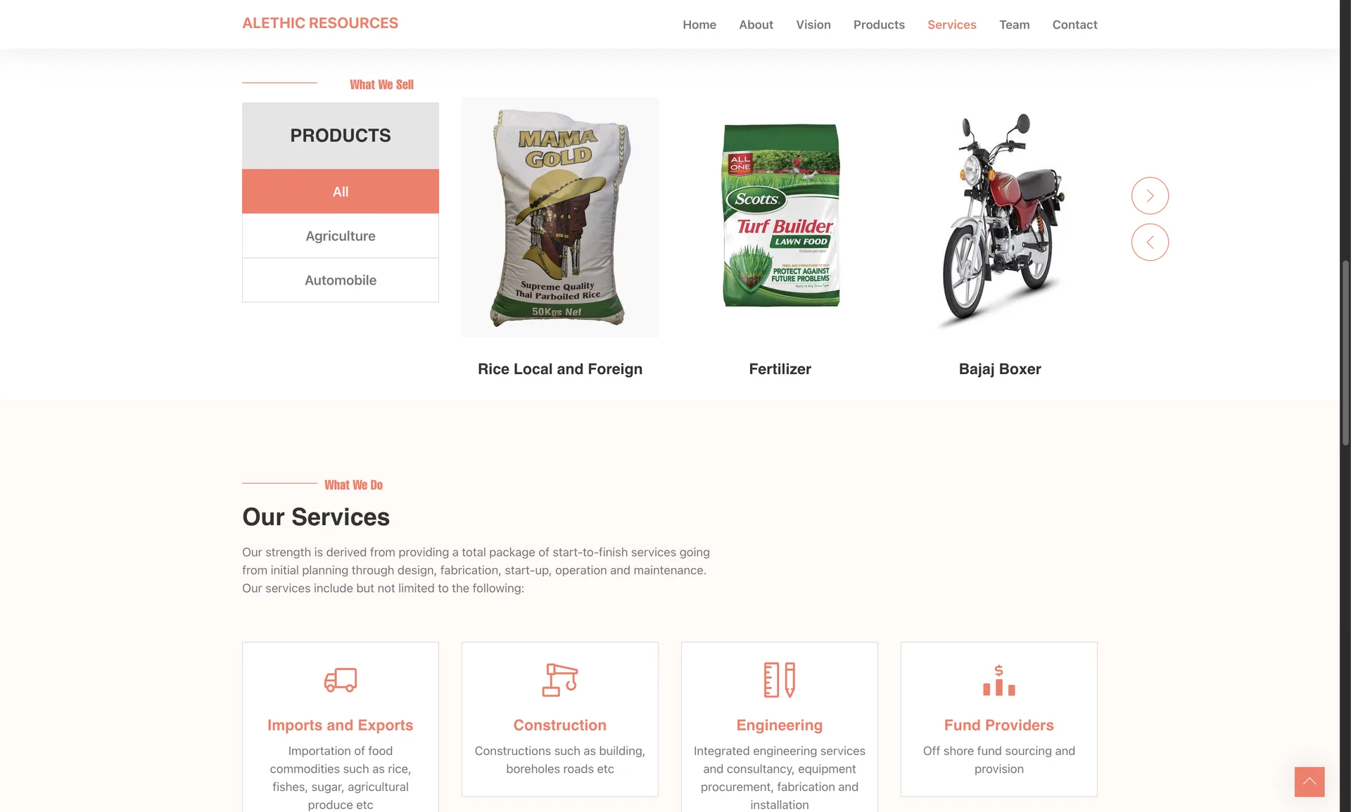Alethic Resources services section