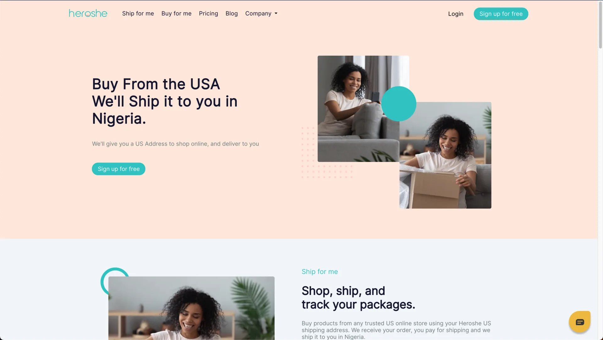 Heroshe Website screenshot 1