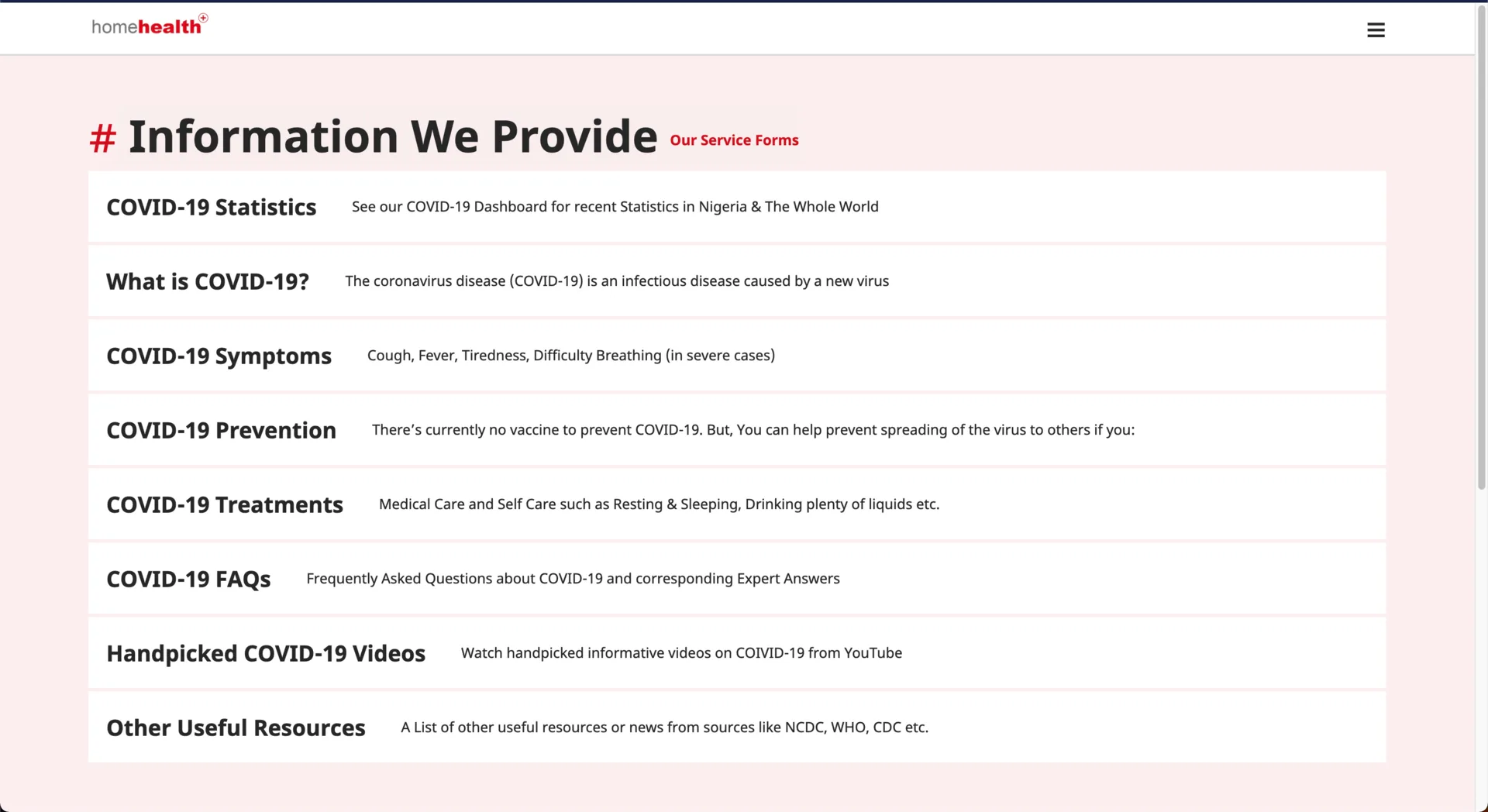 Homehealth screenshot 1