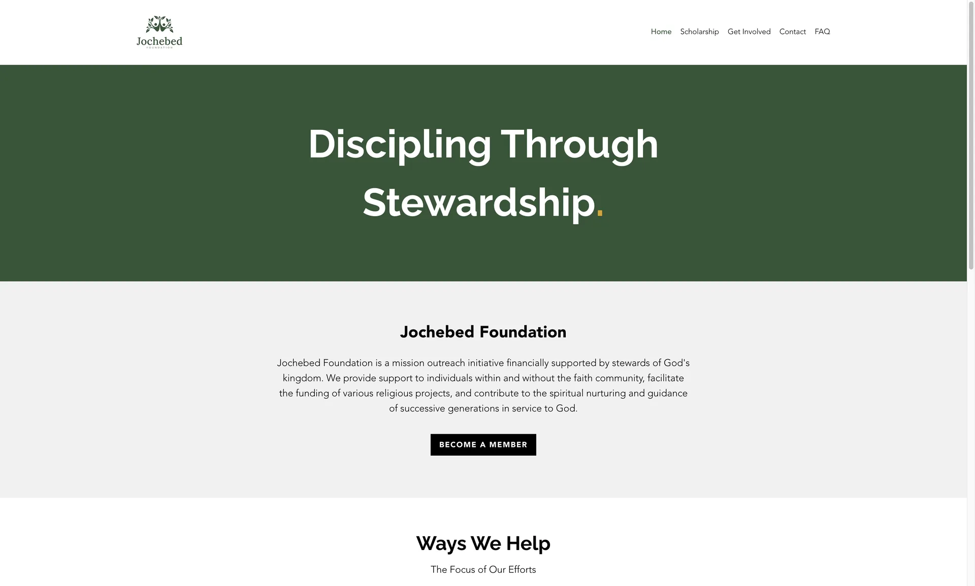 Jochebed Foundation home page