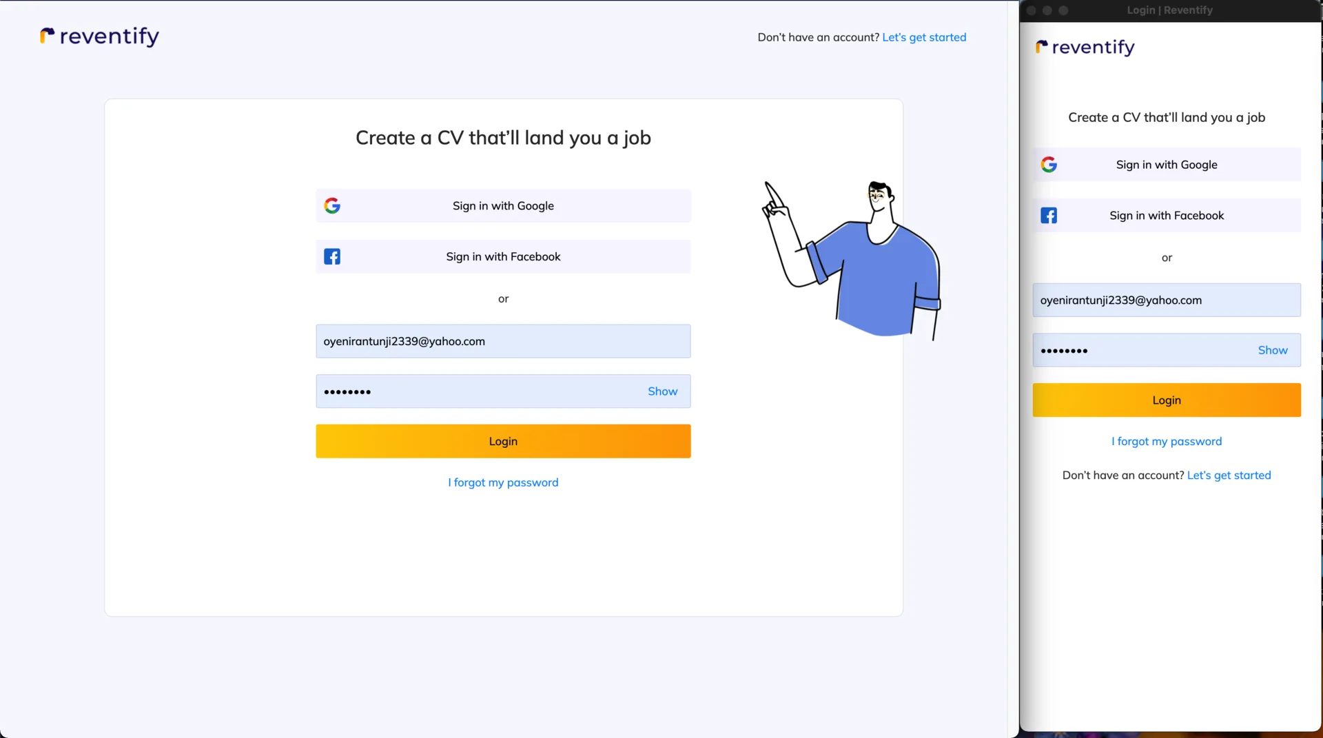 Reventify Web App screenshot 1