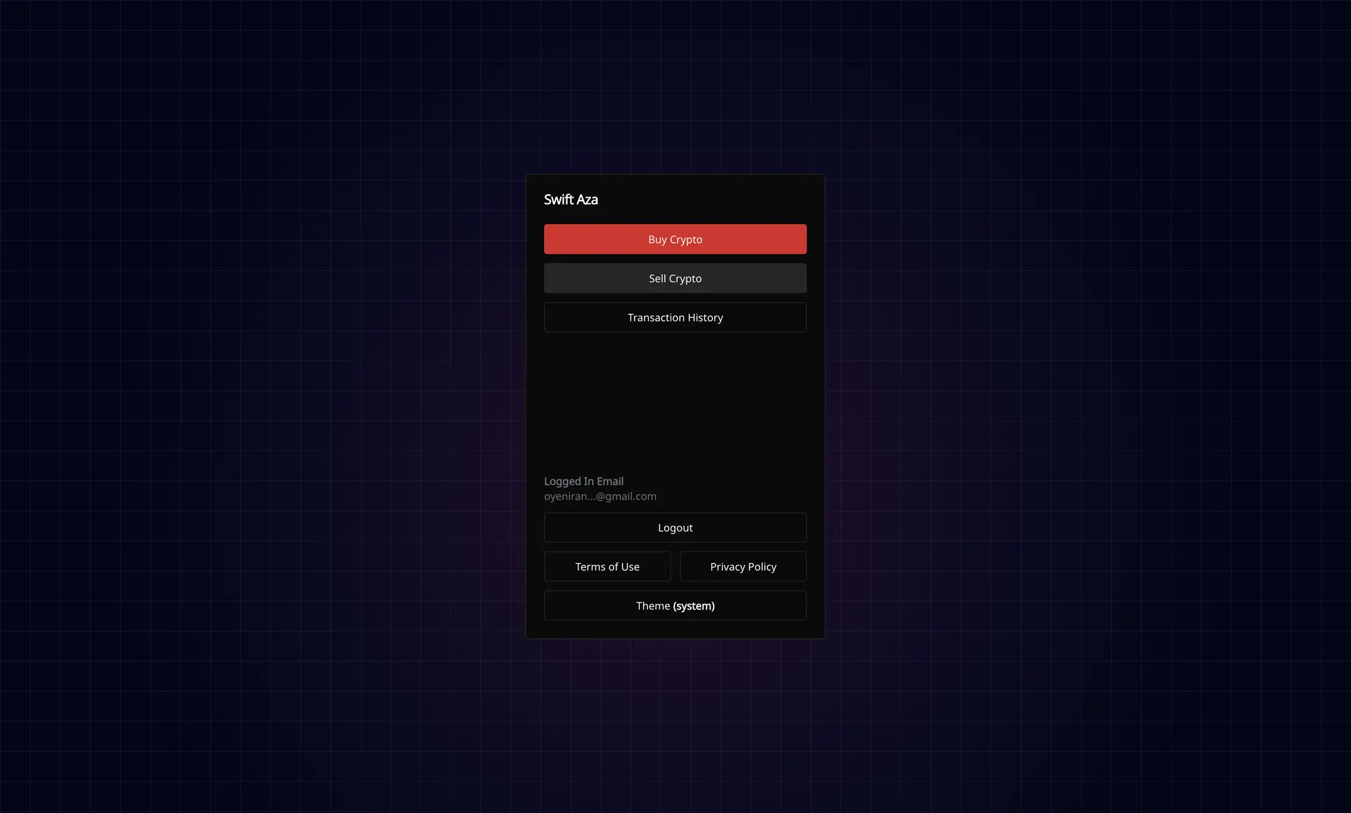 Swift Aza Buy Crypto and Sell Crypto product page